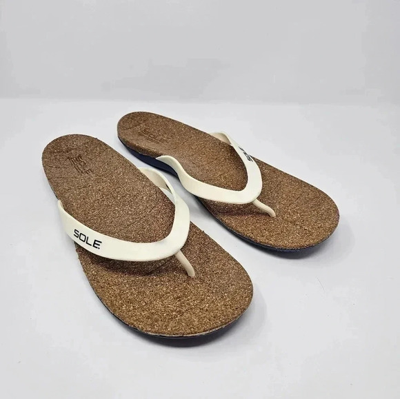 SOLE Recork Men’s Cork Footbed Comfort Sandals Flip Flops Silicone Upper Size 14 - Picture 1 of 8